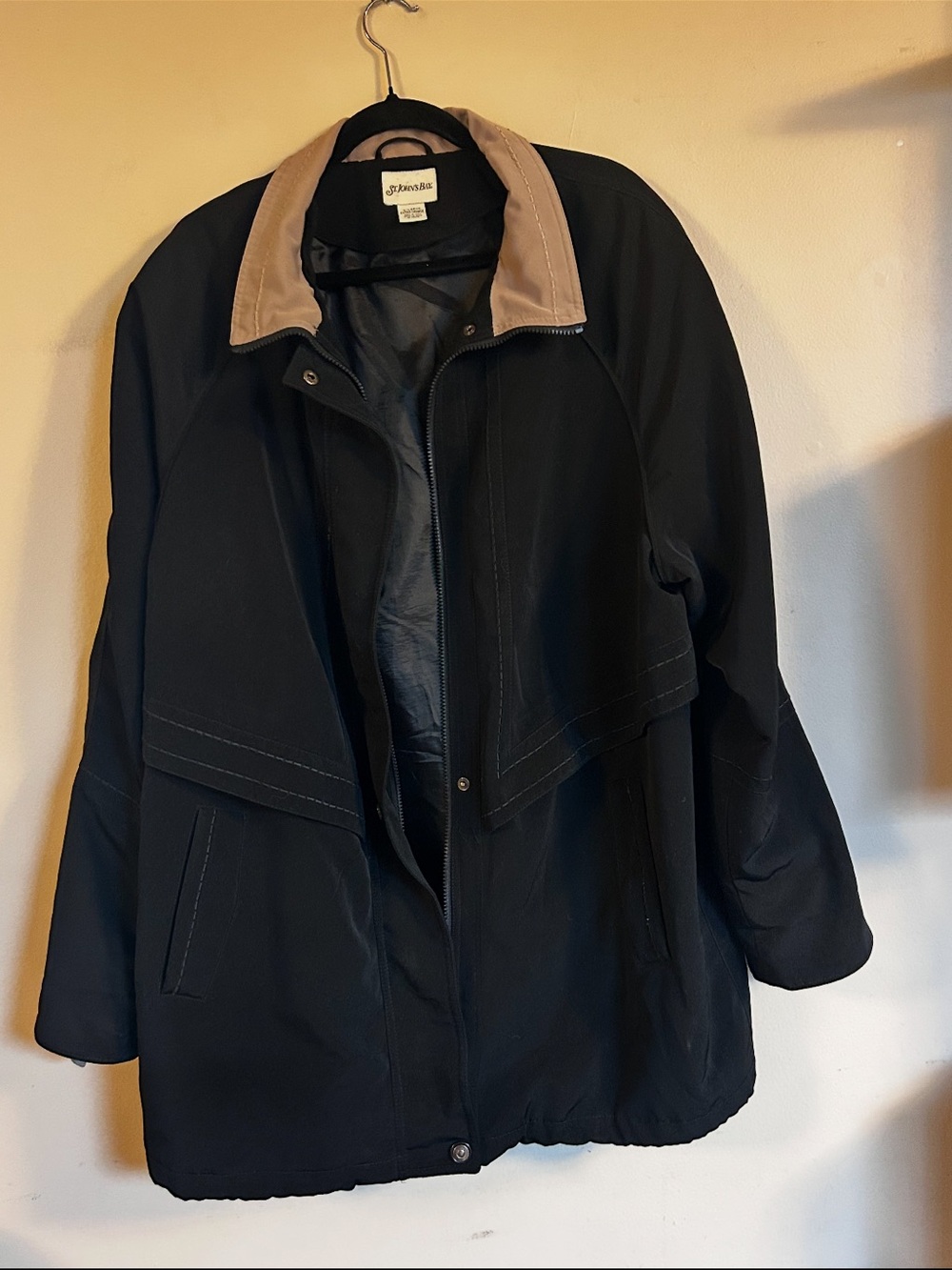 St. John’s Bay XL Black Jacket Contrast Collar Roll Tab Sleeves